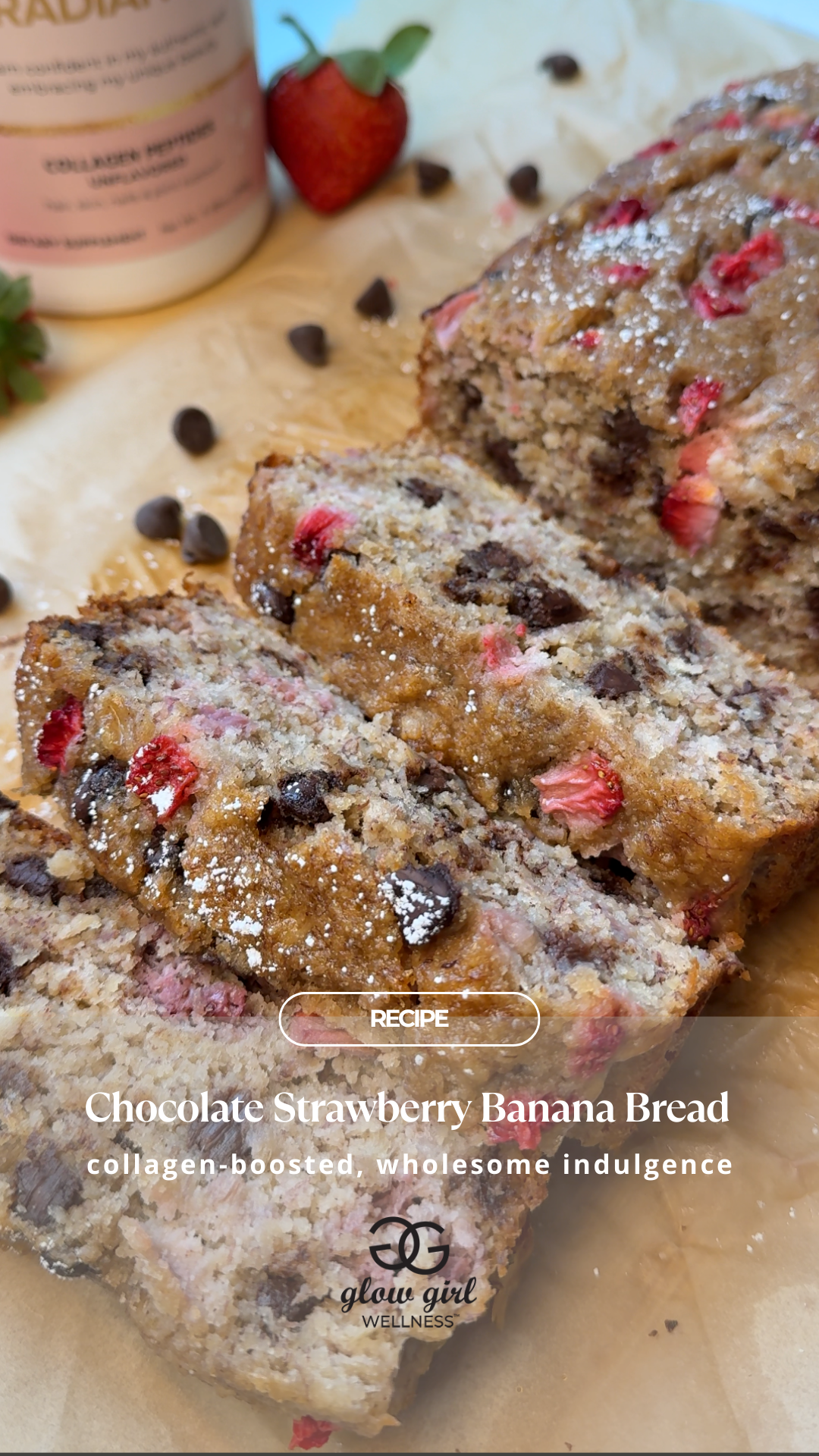 Chocolate Strawberry Banana Bread (with a Collagen Boost!)