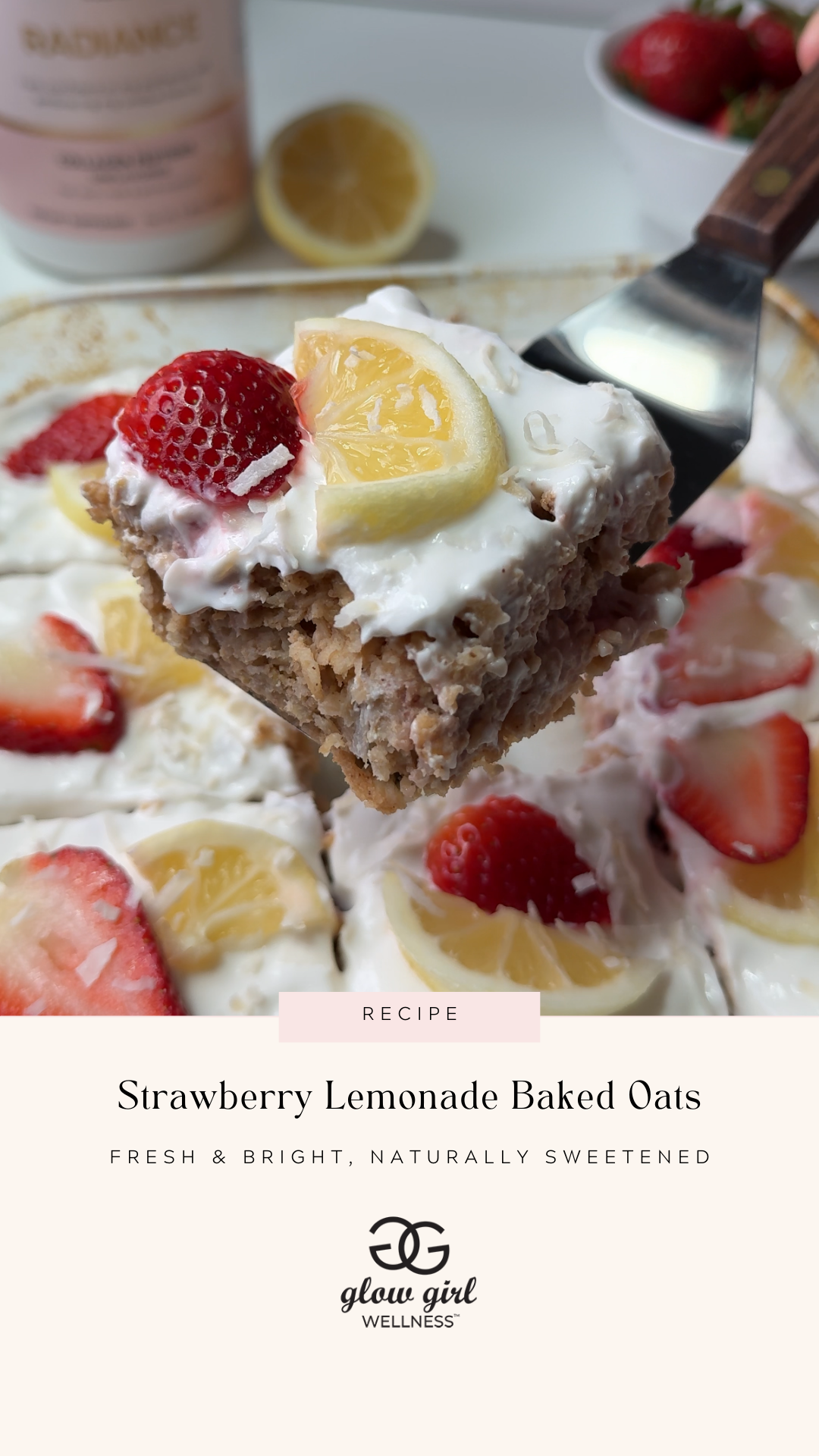 Strawberry Lemonade Baked Oats (Naturally Sweetened & Meal Prep Friendly)