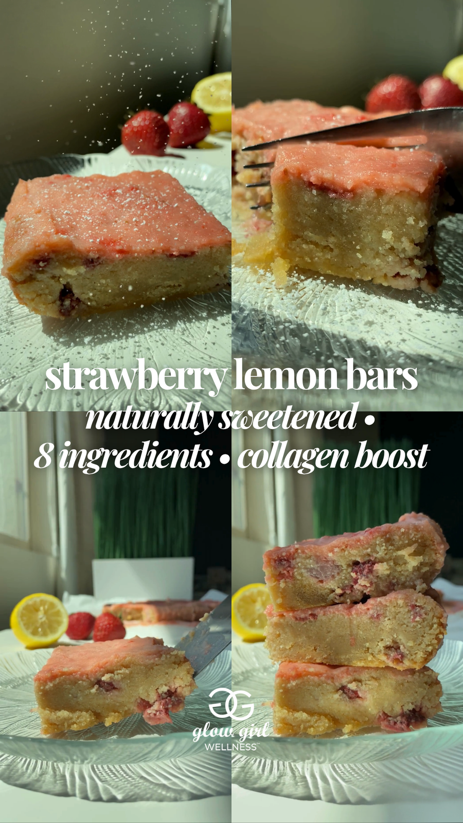 Strawberry Lemon Bars (Naturally Sweetened + Collagen-Boosted)