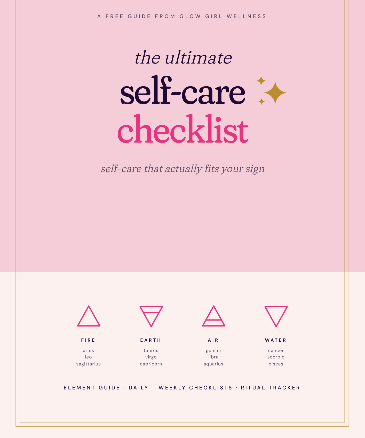 The Ultimate Self-Care Checklist cover, a free 9-page guide from Glow Girl Wellness
