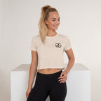Glow Girl Logo Embroidered Beige Cropped Tee